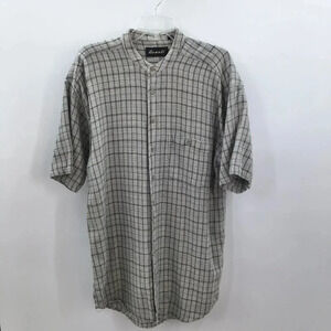 Vintage Men's Paulo Avanti Shirt XL Tall Woven Cotton Blend Plaid Tropical S/S